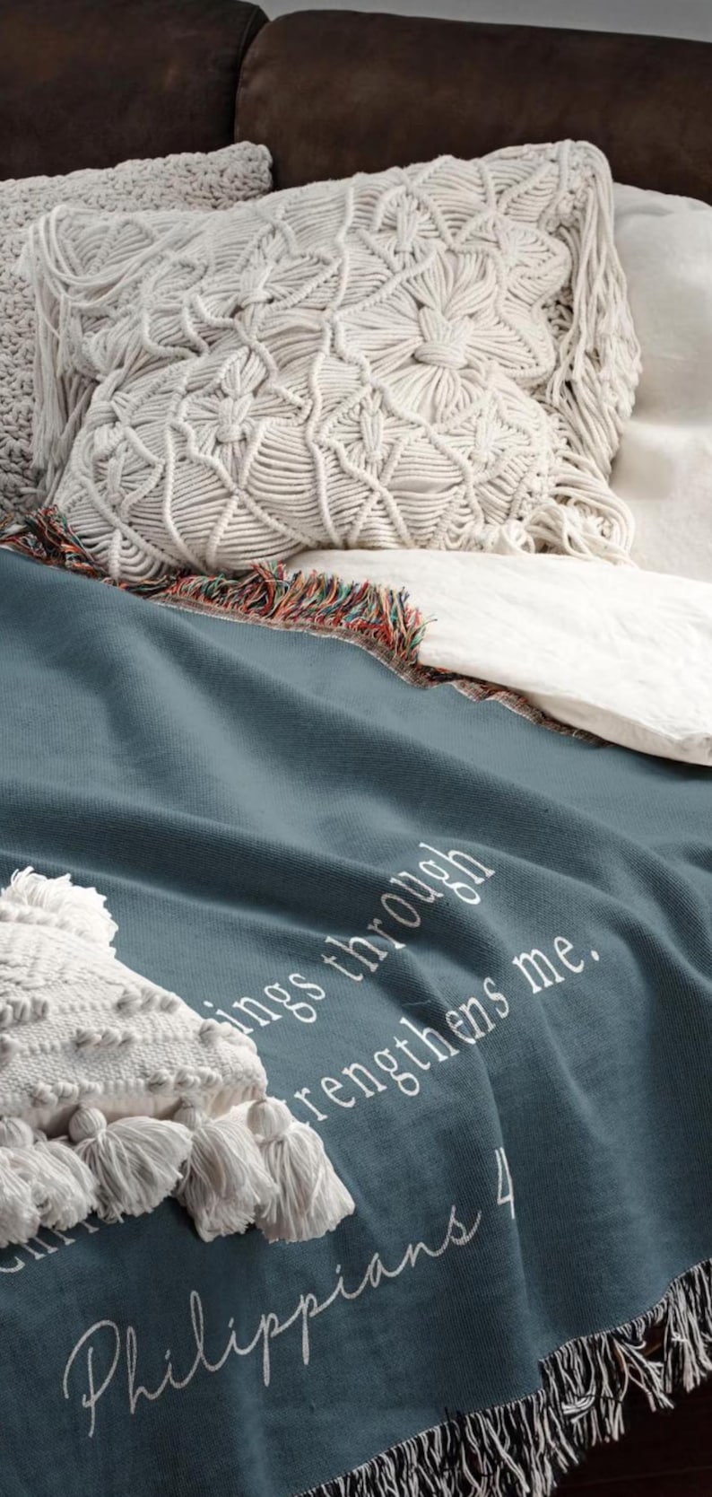 Personalized Blanket Scripture Gift Customized Christian Mom Gift Cotton Woven Blanket Missing You Gift for Custom Bible Gift for Baptism