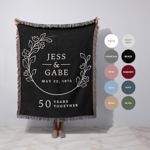 Cotton Anniversary Personalized Throw Blanket with Names Couples Blanket Anniversary Gift for Couple Keepsake Gift Wife Anniversary Gifts