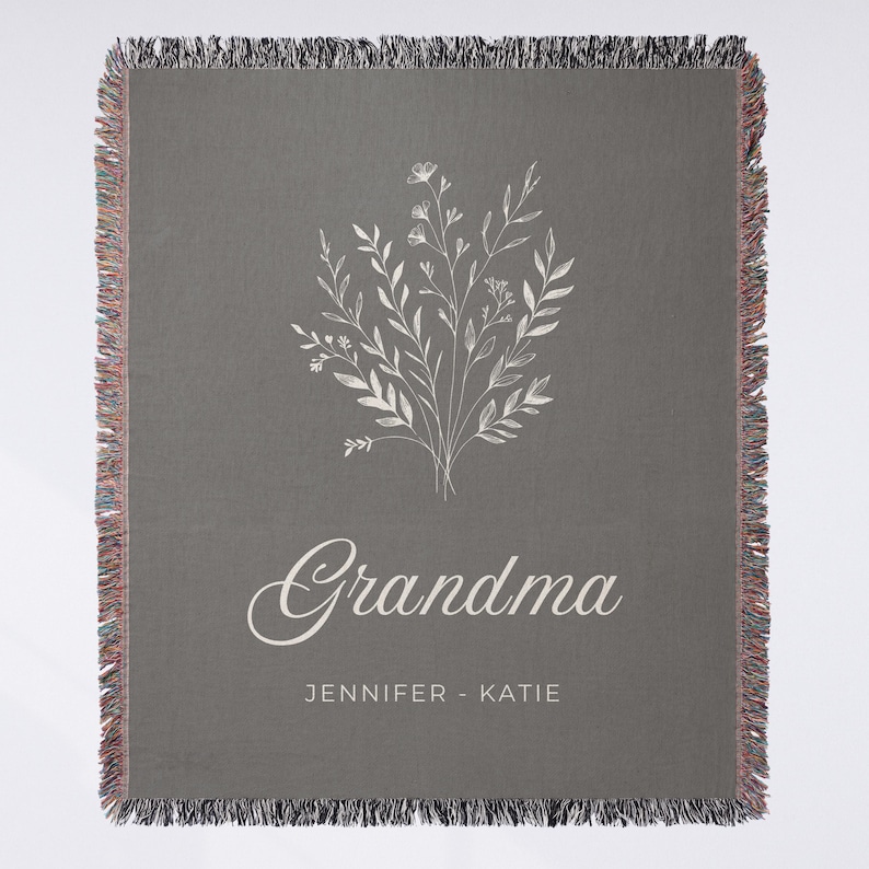 Personalized Blanket for Mom with Kids Names Mothersday Gift for Mom Floral Gift Sentimental Gift Mom Birthday Gift Custom Family Blanket