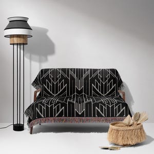 Art Deco Decke Couch Sofa Überwurf Baumwolle Tagesdecke Fransen Decke Minimalistischer Überwurf für Bett Gewebte Überwurf-Decke Gewebte Wandteppich Couch Decke