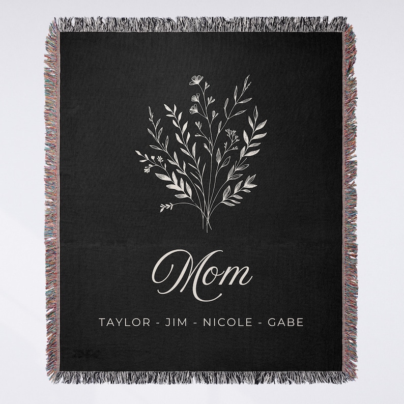 Personalized Blanket for Mom with Kids Names Mothersday Gift for Mom Floral Gift Sentimental Gift Mom Birthday Gift Custom Family Blanket