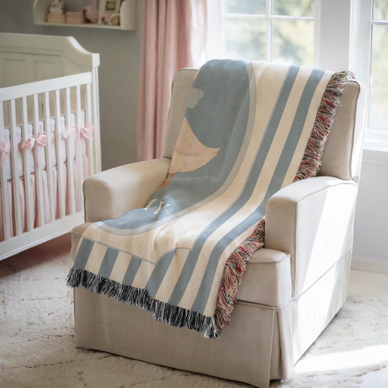 Baby Name Blanket Personalized Throw Goose Nursery Decor Baby Boy Gift Blanket with Name Baby Keepsake Gift for Custom Nursery Decorations
