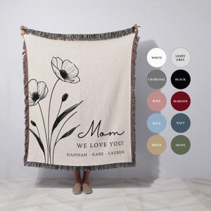 Benutzerdefinierte Mom Decke mit Namen Oma Muttertag Decke Geschenk von Kindern Personalisiertes Mom Geschenk für Oma Moms Garden Benutzerdefinierte Decke
