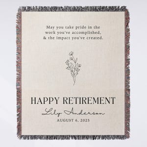 Personalize Retired Blanket Gift for Retirement Gift for Retiring Coworker Leaving Retired Gift for Her Teacher Nurse Retirement Boss Gift