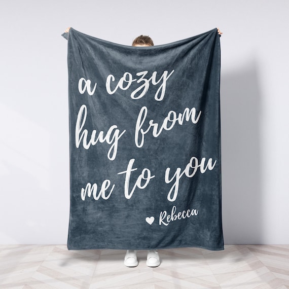 Custom Blanket Long Distance Gifts for Moving Away Missing You Gift from Girlfriend Sending You Hugs Personalized Throw Relationship Gift