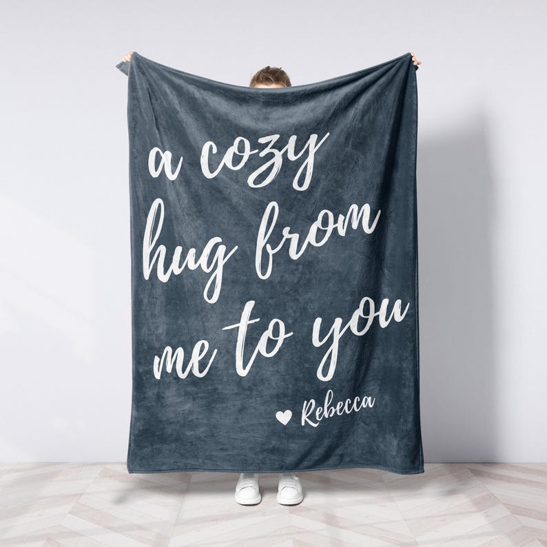 Custom Blanket Long Distance Gifts for Moving Away Missing You Gift from Girlfriend Sending You Hugs Personalized Throw Relationship Gift