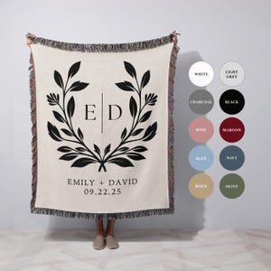 Personalized Throw Couples Blanket with Names Wedding Present Bridal Shower Gift for Newlyweds Cotton Anniversary Gift Engagement Gift
