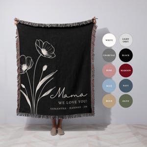 Benutzerdefinierte Mom Decke mit Namen Oma Muttertag Decke Geschenk von Kindern Personalisiertes Mom Geschenk für Oma Moms Garden Benutzerdefinierte Decke