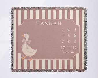 Monthly Milestone Blanket Baby Growth Chart Month Tracker Newborn Gift for New Mom Personalized Baby Name Blanket Customized Baby Girl Gift