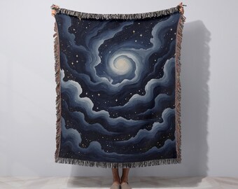 Woven Throw Blanket Night Sky Decor Self Care Blanket Boho Sofa Throw Blanket for Reading Nook Woven Wall Hanging Friend Birthday Gift