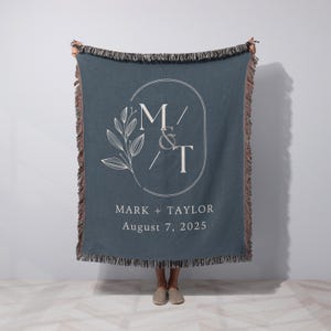 Personalized Throw Couples Blanket with Names Wedding Present Bridal Shower Gift for Newlyweds Cotton Anniversary Gift Engagement Gift