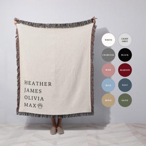 Family Blanket Personalized Throw Custom Family Gift Personalized Blanket with Names Family Names Gift for Pet Owners Name Blanket Gift