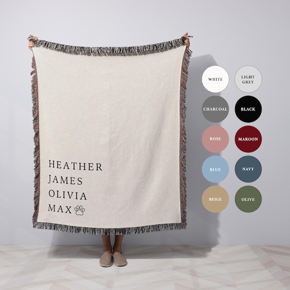Family Blanket Personalized Throw Custom Family Gift Personalized Blanket with Names Family Names Gift for Pet Owners Name Blanket Gift