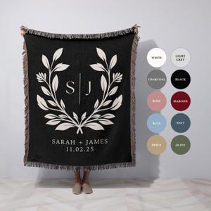 Personalized Throw Couples Blanket with Names Wedding Present Bridal Shower Gift for Newlyweds Cotton Anniversary Gift Engagement Gift