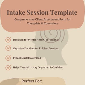 Therapist Intake Session Template | Digital Counseling Intake Form PDF | Therapy Assessment Sheet for Private Practice
