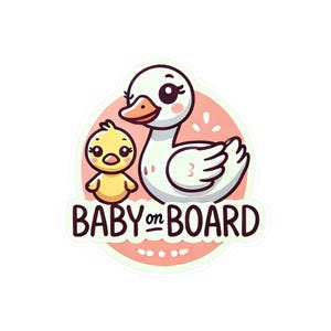 Słodka gęś i gąsiątko na pokładzie naklejki | Kawaii Bird Car Decal, naklejka bezpieczeństwa dla nowych mam i rodziców, wyjątkowy prezent na baby shower