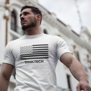 Black Flag Pickleball Shirt – Patriotic Moisture-Wicking Tee – DinkTech Unisex Athletic Courtwear