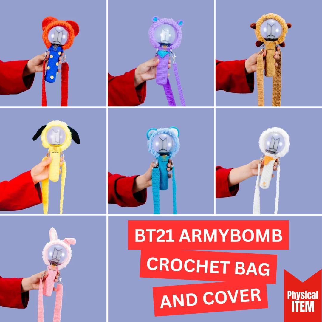 BT21 Armybomb Crochet Bag and Cover: Handmade Lightstick Accessory
