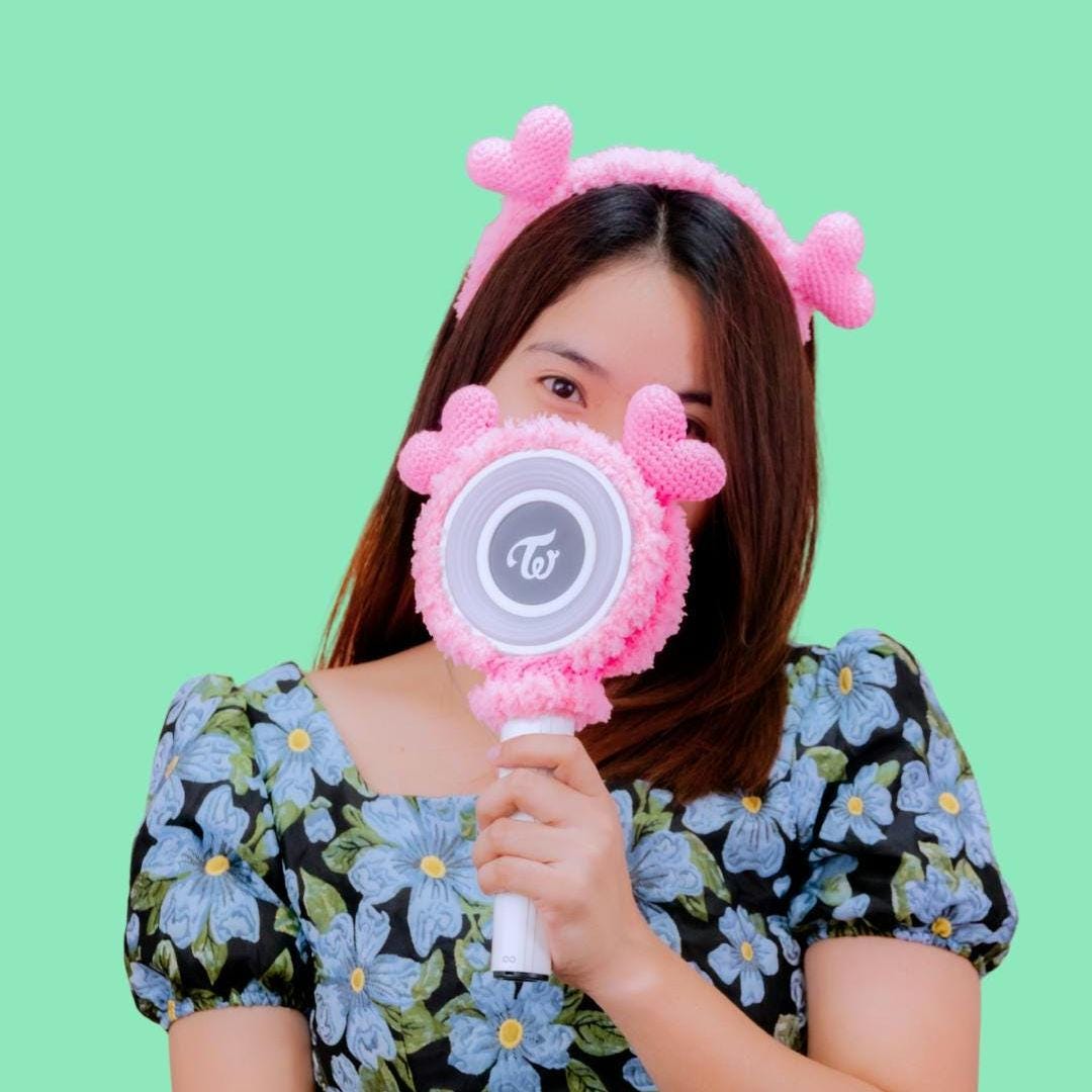 Twice Candybong Crochet Cover & Headband Set: K-pop Lightstick