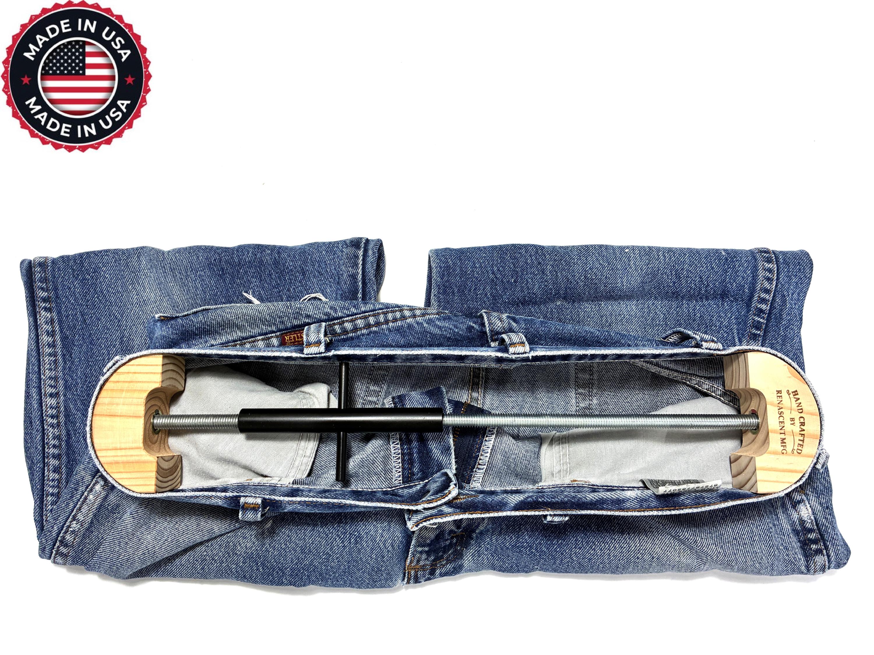 Pant Waistband Stretcher for Pants/Jeans (Small) - Men's 31" to 38" Waist / Women's sized M to L - Made of all STEEL & WOOD - Made in USA