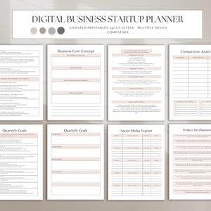 Business Startup Workbook | Digital Entrepreneur Planner | Goal Setting, Strategy & Finance Tracker | Printable PDF | Instant Download