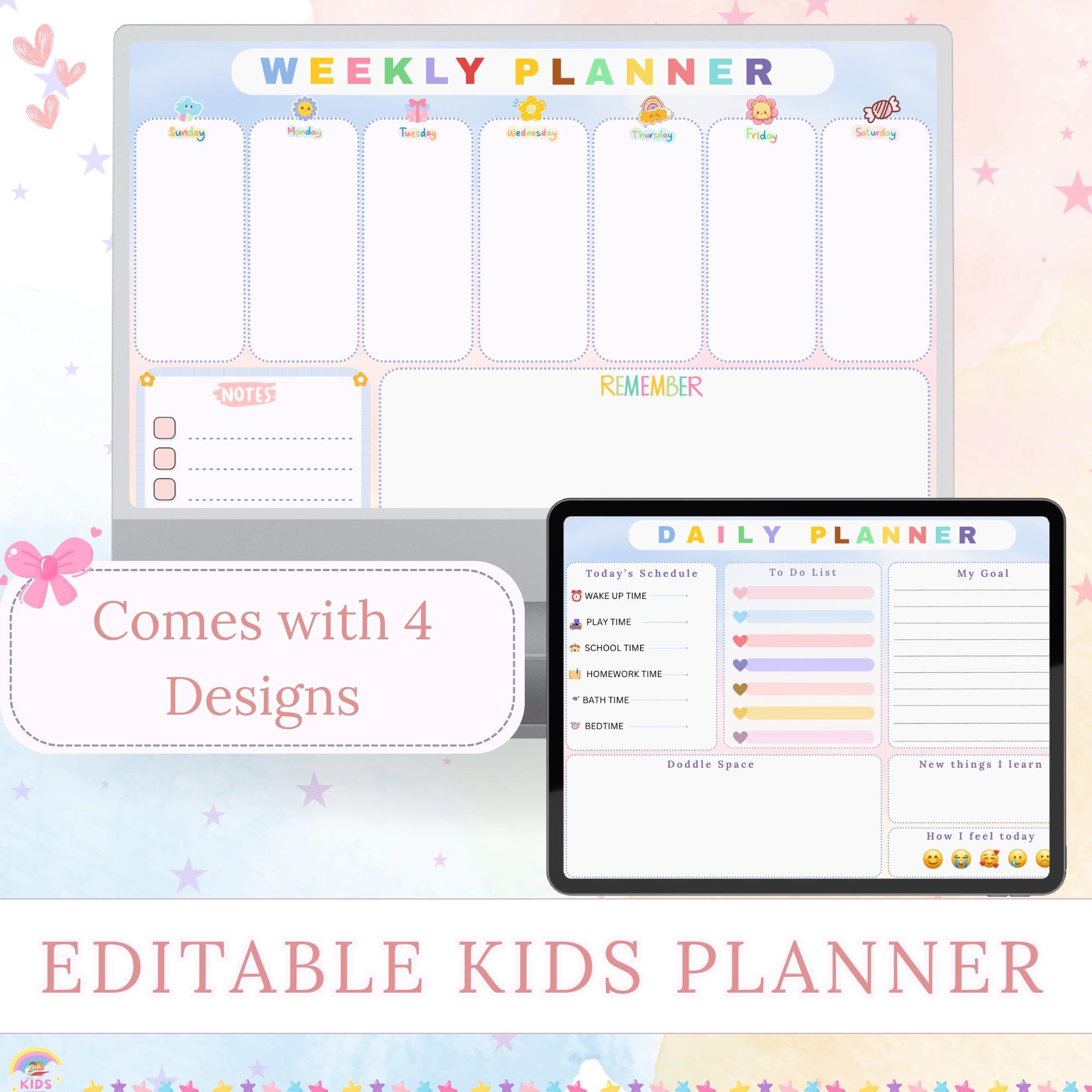 Editable Homeschool Planner for Kids, Weekly Planner, Toddler Daily ...
