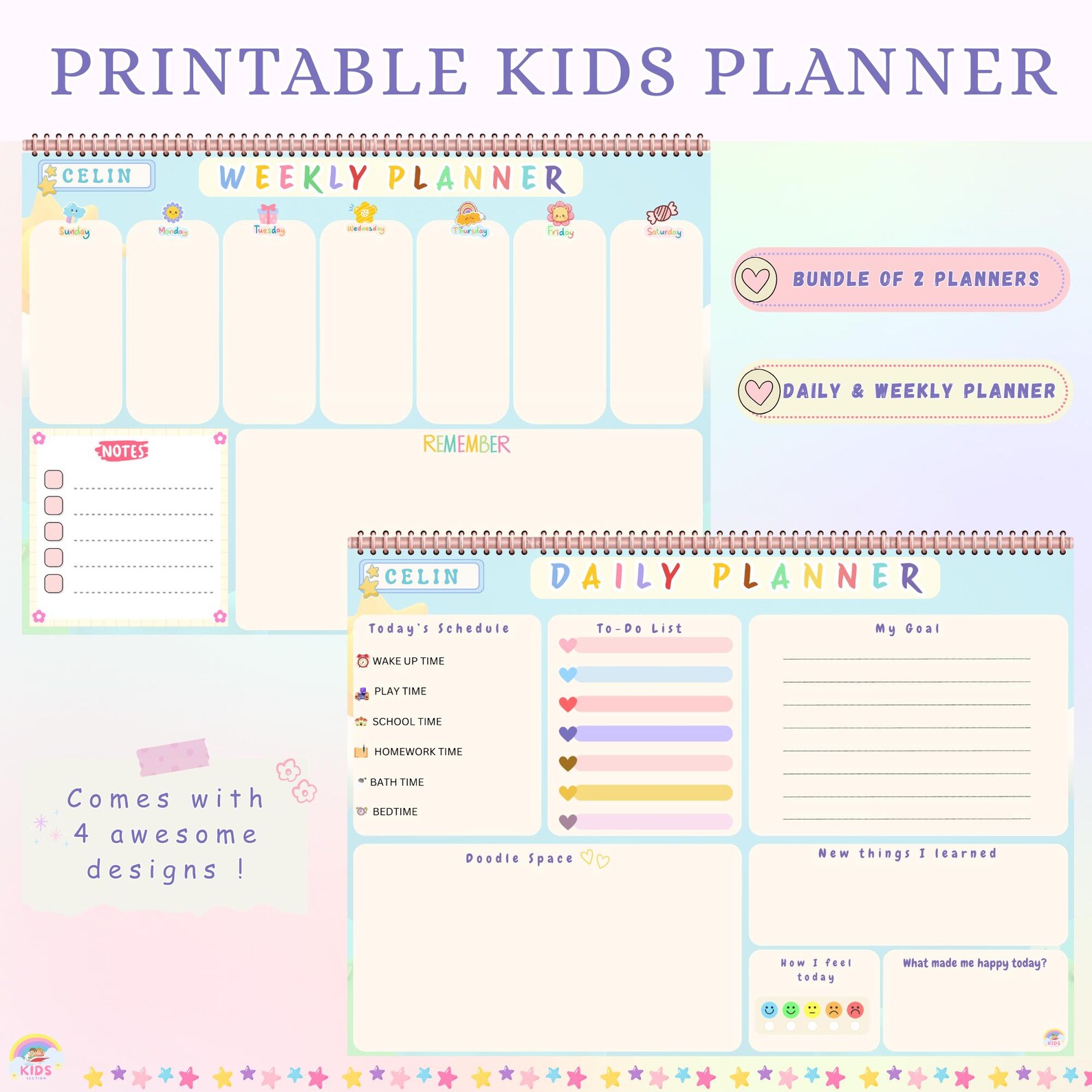 Printable Homeschool Planner for Kids, Weekly Planner, Toddler Daily ...