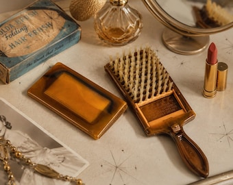 Vintage Folda-Brush Folding Hair Brush Japan Travel Vanity Purse Brush