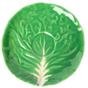 AMM Italy Cabbage Leaf Pottery Vintage Saucer 6.5&quot; Green Lettuce Majolica Faenza