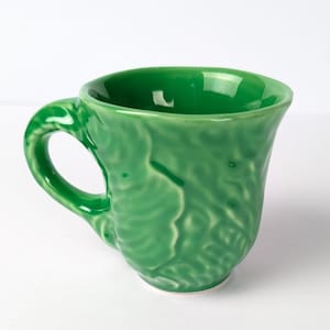 Vintage AMM Italy Cabbage Leaf Pottery Cup – Green Lettuce Majolica Faenza