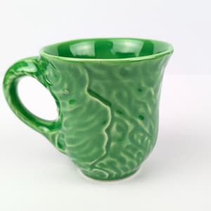 Vintage AMM Italy Cabbage Leaf Pottery Cup – Green Lettuce Majolica Faenza