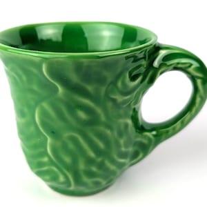 Vintage AMM Italy Cabbage Leaf Pottery Cup – Green Lettuce Majolica Faenza