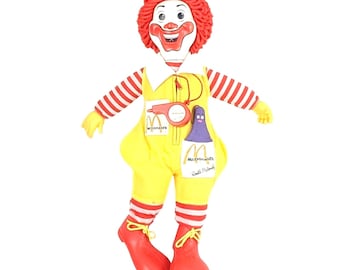 Vintage 1978 Ronald McDonald Plush Doll 22in Hasbro w Whistle Grimace Pocket Toy
