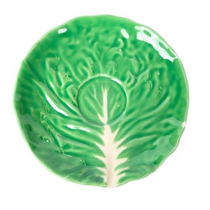 AMM Italy Cabbage Leaf Pottery Saucer Vintage 6.5&quot; Green Lettuce Majolica Faenza