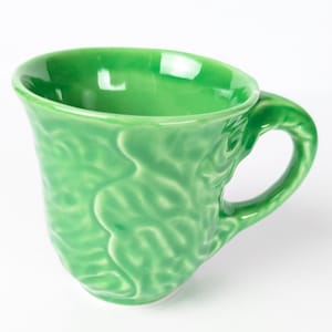 Vintage AMM Italy Cabbage Leaf Pottery Cup – Green Lettuce Majolica Faenza