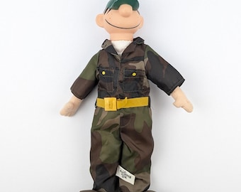 Vintage Beetle Bailey Plush Doll 15” Military Uniform Vinyl Head