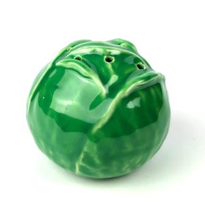 Vintage AMM Italy Cabbage Leaf Pepper Shaker – 2&quot; Green Lettuce Faenza Majolica