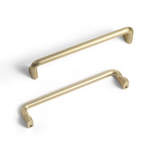Brushed Gold Cabinet Handles - Modern Bar Pulls, Set of 6, 5" Center