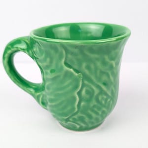 Vintage AMM Italy Cabbage Leaf Pottery Cup – Green Lettuce Majolica Faenza