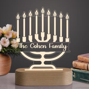 Personalized Menorah Light, Electric Menorah, Custom Hanukkah Centerpiece, Chanukkah Decor