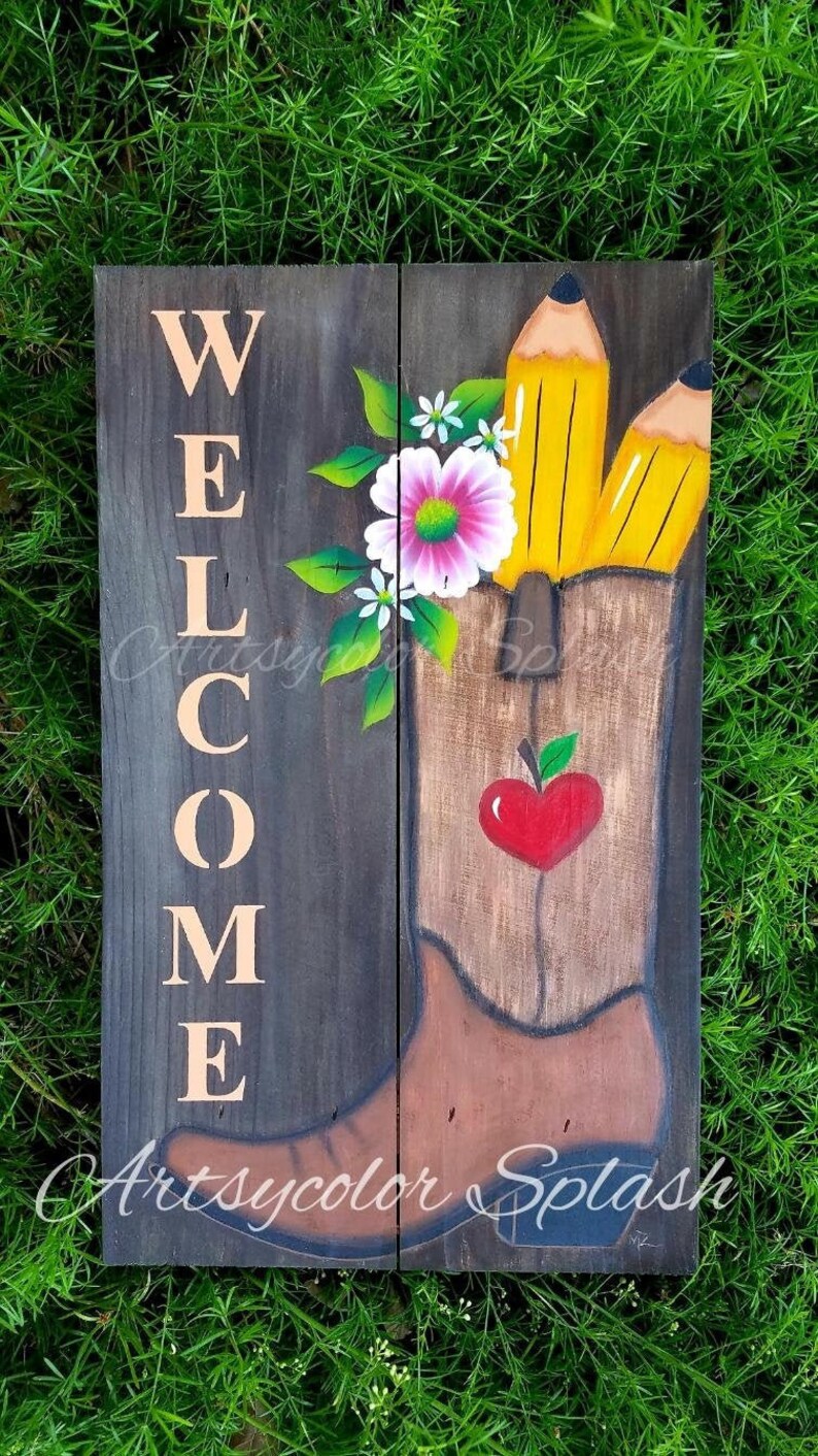 Teacher Classroom wall decor Pencil Back to school sign Wood image 0