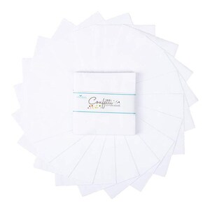Confetti Cotton Solid White (Riley White) - 5" Precut Squares
