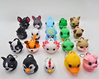 3D Gedruckter Fidget Tierkopf Schlüsselanhänger - Lustiges Clicker Stress Spielzeug Geschenk