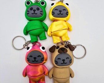Kostuumkatsleutelhanger, flexibele gelede kattenbedel