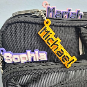 Custom 8-Bit Name Keychain – Personalized 3D Printed Keyring | Custom Text Keychain | Name Tag Gift | Backpack Charm