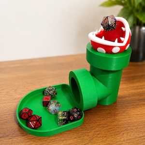Piranha Plant Dice Tower with Tray – 3D Printed Gaming Accessory