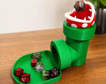 Piranha Plant Dice Tower with Tray – 3D Printed Gaming Accessory