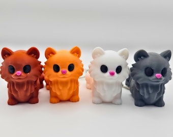 Fluffy Cat Keychain 3D Printed Animal Keychain