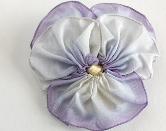 Lilac Vintage French Ribbon Brooch - Handmade Boutonniere