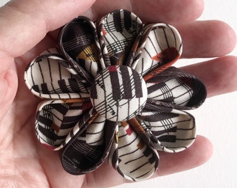 Piano Lapel Pin - Fabric Flower - Handmade Jazz Boutonniere